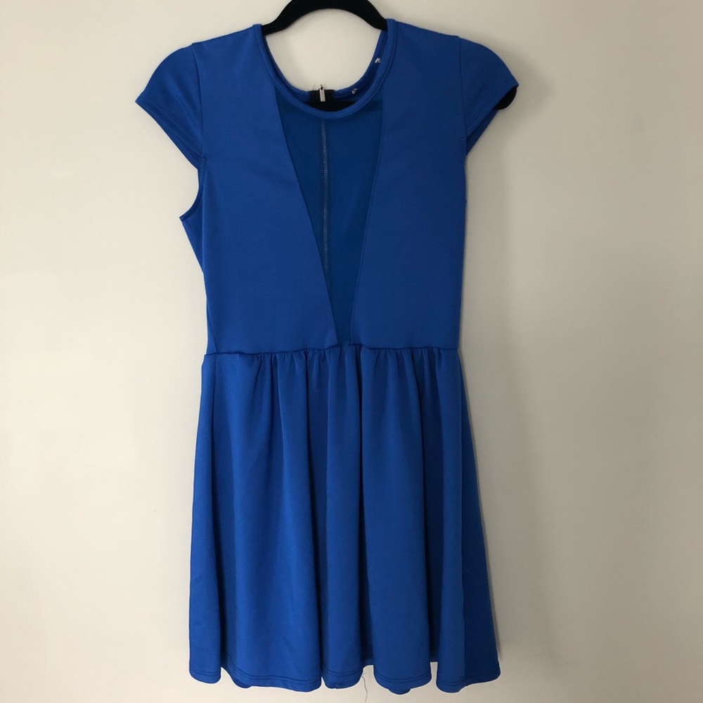 Blue fit and flare dress